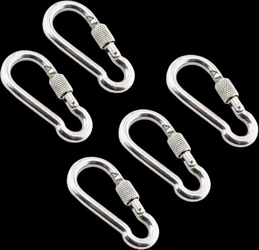Stainless Steel Carabiner Spring Snap Hook With Screw Rigging Key-Lock (All Sizes Available)
